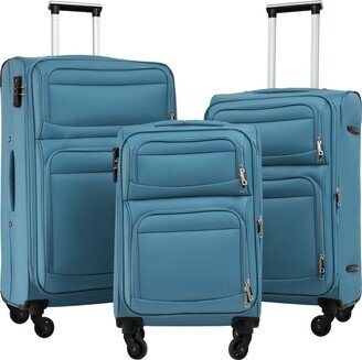 EDWINRAY Softside Luggage Set 3 Piece Expandable Suitcase Upright Spinner Softshell Lightweight Luggage Travel Set-AB