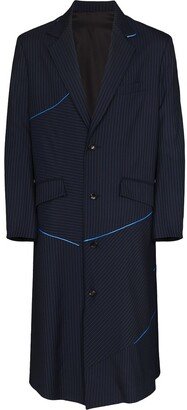 Pinstriped Single-Breasted Wool Coat