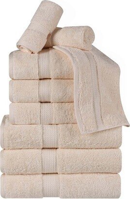 Premium Cotton 800 GSM Heavyweight Plush Luxury 9 Piece Bathroom Towel Set, Cream - Blue Nile Mills