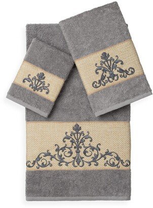 Scarlet 3-Piece Embellished Towel Set - Dark Grey