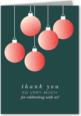 Thank You Cards: Editable Ornaments Thank You Card, Green, 3X5, Matte, Folded Smooth Cardstock