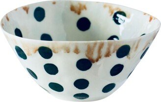 Kaase Atelier Dots & Stripes Handmade Fine Porcelain Christmas Soup Granola Ramen Bowl Iii