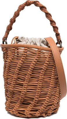 Spiral-woven bucket bag