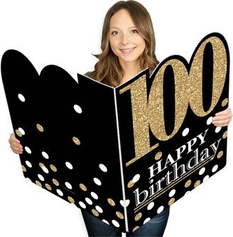 Big Dot Of Happiness Adult 100th Birthday - Gold - Giant Greeting Card - Big Shaped Jumborific Card