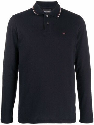 Longsleeved Logo-Print Polo Shirt