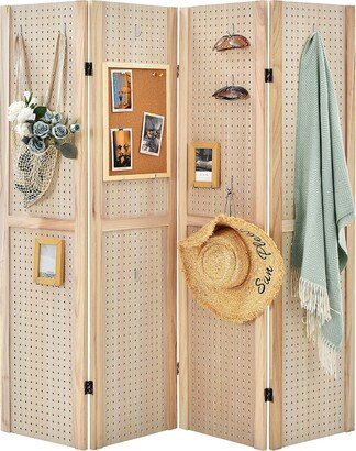 4-Panel Pegboard Display 5' Tall Folding Privacy Screen Craft - See details