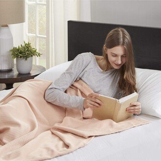 Gracie Mills Liquid Cotton Blanket, Blush - Full/Queen