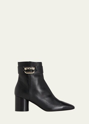 Placida Leather New Gancio Ankle Booties