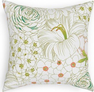 Outdoor Pillows: Big Blooms Outdoor Pillow, 18X18, Double Sided, Green