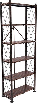 Origami 6 Tier Classic Stamped Steel Bookcase Organizer Storage Rack, Bronze