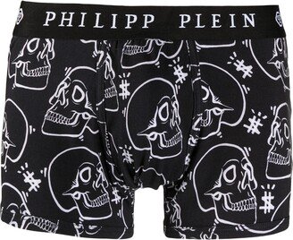 Outline skull-print boxers