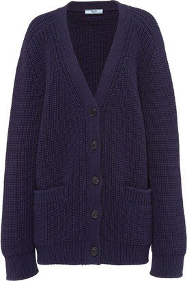 chunky-knit V-neck cardigan-AB