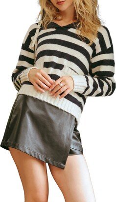 Stripe V-Neck Knit Sweater