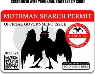 Personalized Mothman Search Permit, Metal Wallet