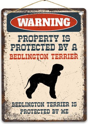Bedlington Terrier Metal Sign, Funny Warning Dog Rustic Retro Weathered Distressed Plaque, Gift Idea