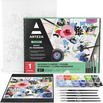 Arteza Floral Modern Paint By Number DIY Acrylic Painting Set, 12x16