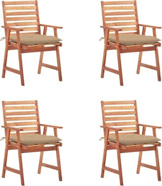 Patio Dining Chairs 4 pcs with Cushions Solid Acacia Wood - 22 x 24.4 x 36.2