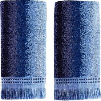 2pc Eckhart Striped Hand Towel Set Blue