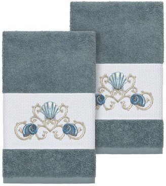 Bella Embellished Hand Towel - Set of 2 - Teal