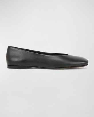 Leah Leather Square-Toe Ballerina Flats-AA