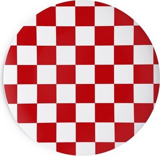 Salad Plates: Checkerboard - Red And White Salad Plate, Red