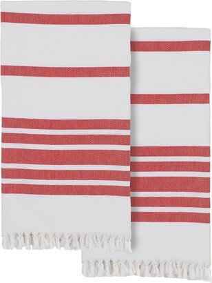 Set Of 2 Herringbone Turkish Cotton Pestemal Beach Towels-AA