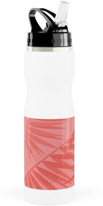 Photo Water Bottles: Tropical - Coral Stainless Steel Water Bottle With Straw, 25Oz, With Straw, Pink