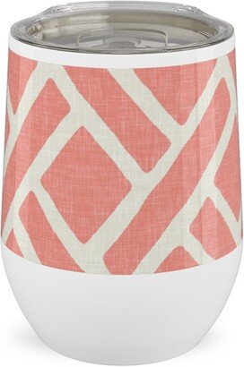 Travel Mugs: Lattice - Light Coral Stainless Steel Travel Tumbler, 12Oz, Pink