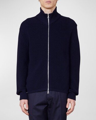 Men's Ribbed Wool Zip Cardigan