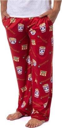 Seven Times Six Maruchan Men's Ramen Noodles Soup Ramen Makes Me Happy Lounge Pajama Pants (3XL) Red