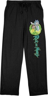 Rick and Morty Portal Logo Men's Black Sleep Pajama Pants-Medium