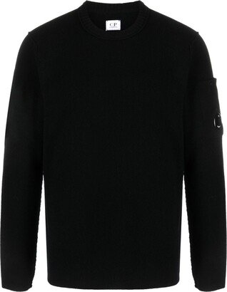 Lens-patch fine-knit jumper