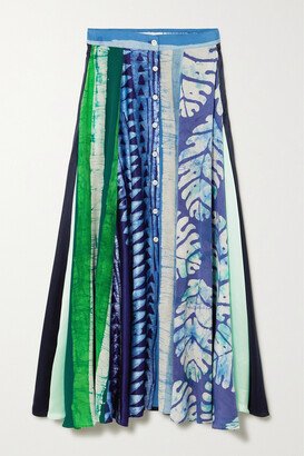 Printed Silk Maxi Skirt - Blue