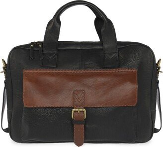 Vida Vida Wandering Soul Black & Tan Leather Laptop Bag