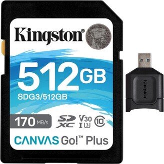 Kingston 512GB SDXC Canvas Go Plus 170MB/s Read Memory Card with USB 3.2 Reader