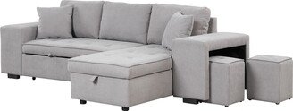 RASOO 104 Convertible L-Shape Sleeper Sectional Sofa Bed with Storage Chaise