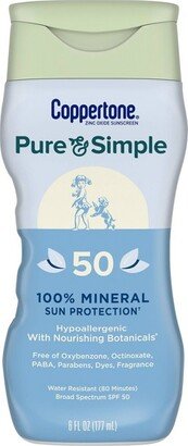 Pure & Simple Mineral Sunscreen Lotion with Zinc Oxide - SPF 50 - 6 fl oz