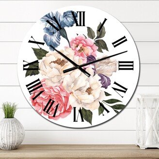 Designart 'Retro Bouquet With Vintage Flowers And Leaves' Traditional wall clock