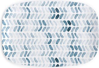 Serving Platters: Watercolor Herringbone - Blue Serving Platter, Blue