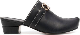 Gancini leather mules