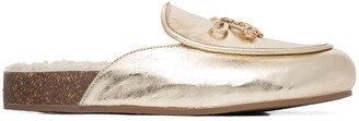 Tory Charm shearling mules