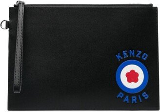 Black Target Large Leather Pouch