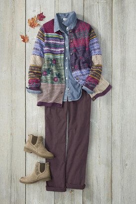 Women's True Colors Cardigan - Black Raspberry Multi - PS - Petite Size