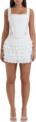 Fifi Ruffle Eyelet Cotton Blend Miniskirt