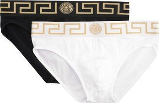 Set Of Two Cotton Briefs With Logoed Elastic Band