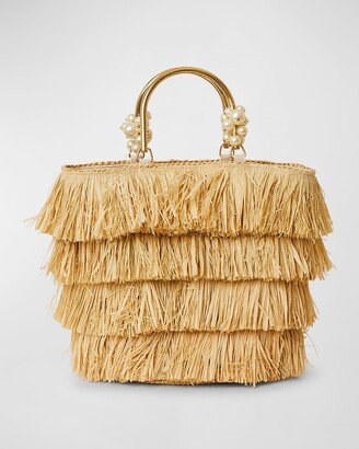 Luna Fringe Raffia Tote Bag