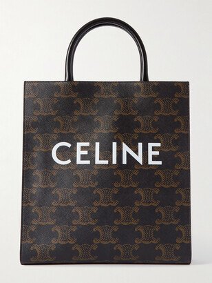 Cabas Triomphe Leather-Trimmed Logo-Print Coated-Canvas Tote Bag