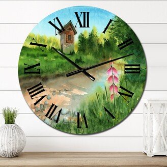 Designart 'Landscape With A Picturesque Road' Lake House wall clock