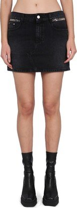 Falabella Chain-Linked Denim Mini Skirt