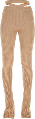 Cut Out Detailed Ribbed Knit Leggings